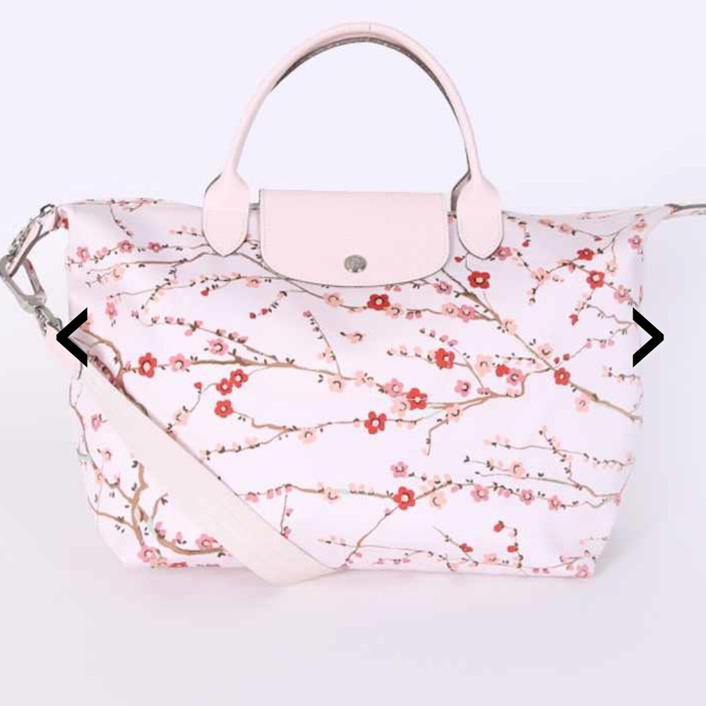 NWOT Longchamp Pliage Neo Floral Sakura Canvas Tote - Limited